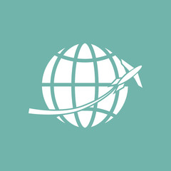 Airplane cross the Earth icon