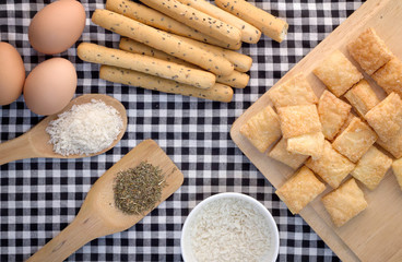 modern set bread snack view from top