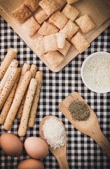 modern set bread snack view from top