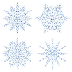 Naklejka na ściany i meble Diamond snowflakes set vector illustration.