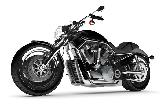 black motorcycle on a white background.