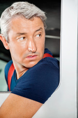 Obraz premium Firefighter Reversing Firetruck