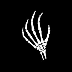 White hand bone in black background