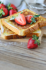 French Toasted with strawberry and Coffee, Breakfast Healthy
