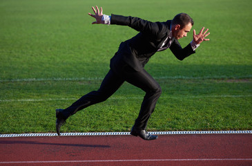 business man ready to sprint