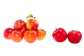 Naklejka na ściany i meble ripe red apples on a white background