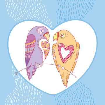 loving birds perched on branch inside heart clip art preview