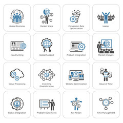 Flat Design Business Icons Set.