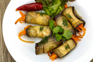 Eggplant rolls with carrot