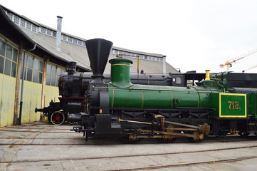 Fototapeta na wymiar big steam locomotive railway