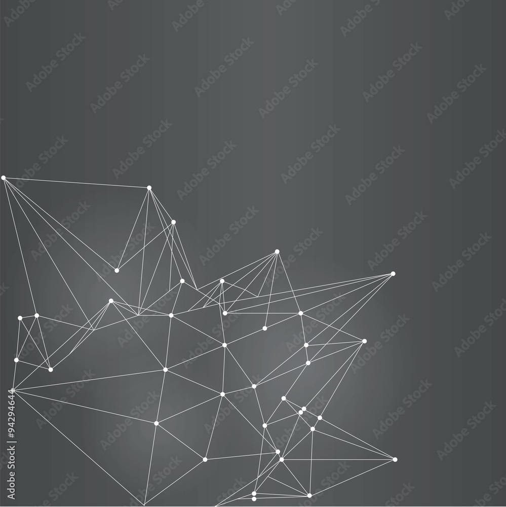 Aufkleber abstract triangles space low poly. white background with connecting dots and lines. light connection