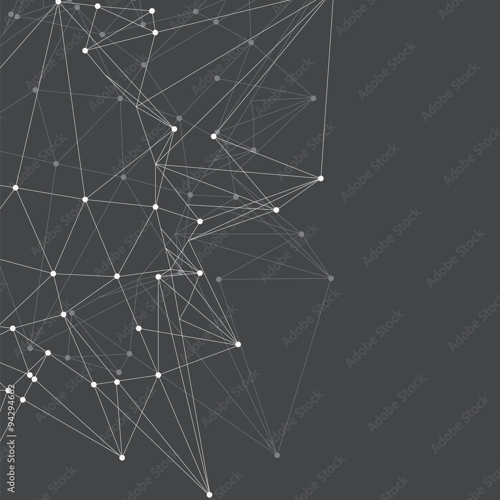 Aufkleber abstract triangles space low poly. white background with connecting dots and lines. light connection
