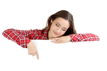 Portrait of a young student girl on a white background