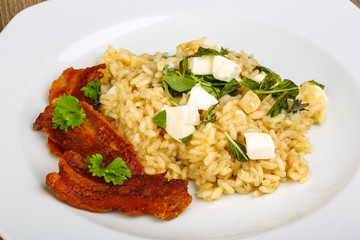 Risotto with mozzarella and bacon