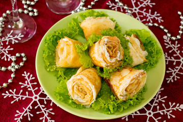 Stuffed pancakes rose cream cheese cottage cheese New Year's Eve