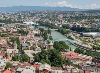 Obraz premium View on Tbilisi from Narikala Fortress hill in Tbilisi, Georgia