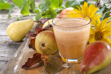 .freshly squeezed juice made from organic and healthy pears