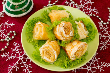 Stuffed pancakes rose cream cheese cottage cheese New Year's Eve