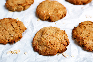 Homemade cookies on paper close up