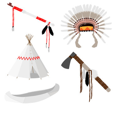 Native american set five icons