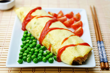 omurice, omelette fried rice