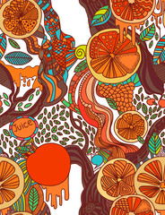 Seamless pattern. Vector oranges design. 