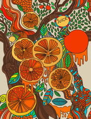 Seamless pattern. Vector oranges design. 