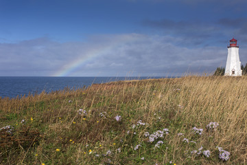 rainbow at Seacow Head Lighthouse; Prince Edward Island, Canada