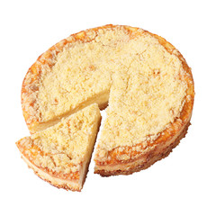 cutting a cheesecake