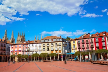Burgos Plaza Mayor square in Castilla Leon Spain - obrazy, fototapety, plakaty