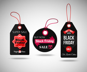 Black Friday Sale paper tags. Isolated labels.