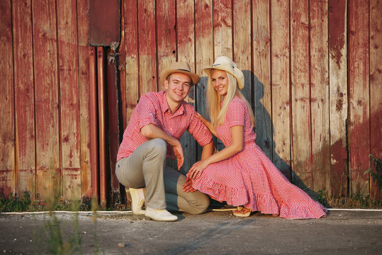 beautiful couple in country style