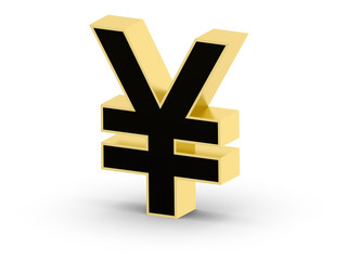 Golden black 3D Yen symbol