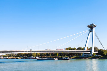 Fototapeta premium Most SNP bridge over Danube river in Bratislava