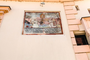 medieval fresco on the wall of house in Bratislava
