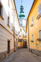 Fototapeta premium Bastova street and Michael Gate tower, Bratislava