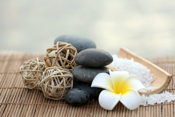Set of relaxing things on wattled background