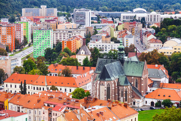 Fototapeta na wymiar above view of Brno city with Augustinian Abbey