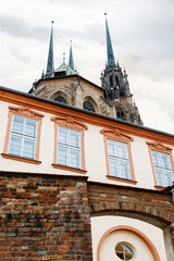 Fototapeta na wymiar town wall and Cathedral of St Peter and Paul, Brno