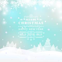 Merry Christmas Landscape. Vintage Retro Typography Lettering