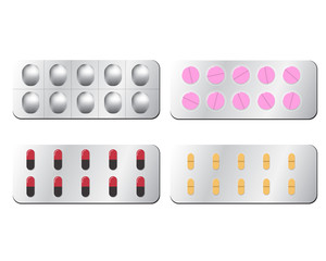 Set of pill isolated on white