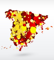 Spain vector map with abstract blots