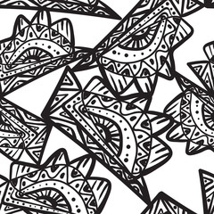 Seamless black and white pattern. Seamless zentangle. Abstract