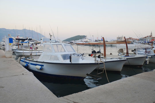 Boats in the harbour in Budva, Montenegro