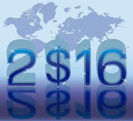 New 2016 year dollar background, vector illustration