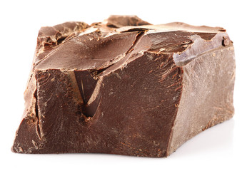 Black chocolate piece isolated on white
