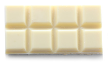 White chocolate pieces isolated on white background