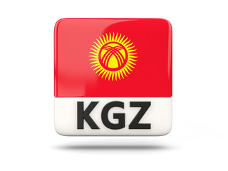 Square icon with flag of kyrgyzstan