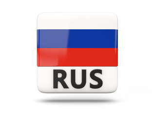 Square icon with flag of russia