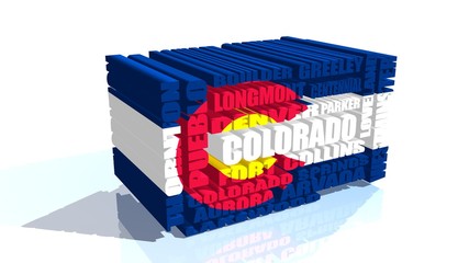 colorado state cities list textured by flag
